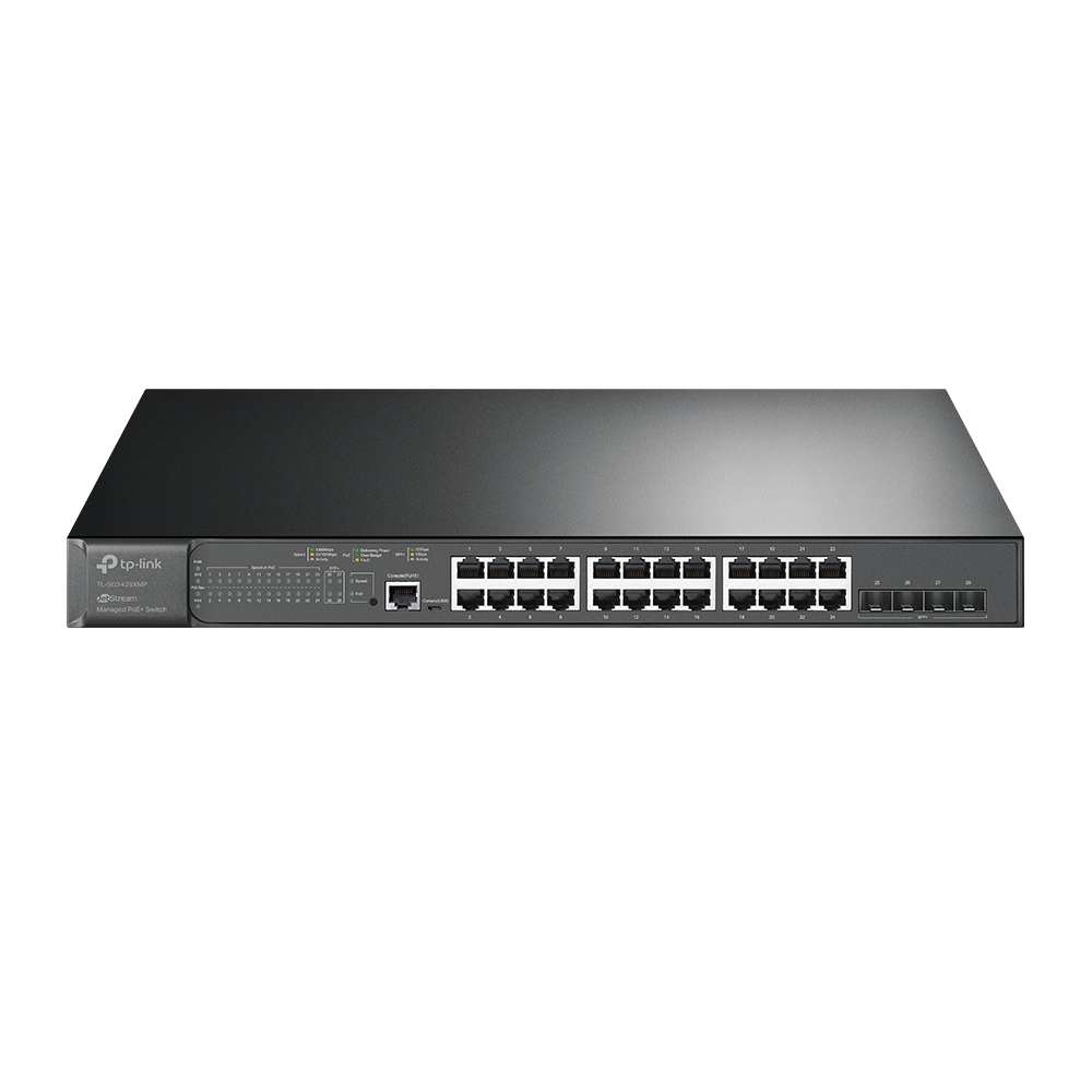 Switch jetstream  gigabit tp-link administrable l2 sg3428xmp (tl-sg3428xmp) de (24) puertos 10/100/1000 mbps y (4) 10 ge sfp +l2+con  poe