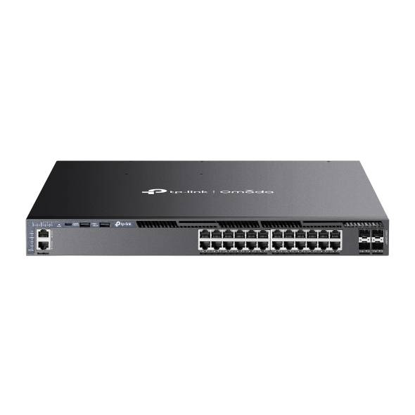 Switch  poe+ administrado l3 apilable gigabit de 24 puertos omada con 4 ranuras 10g