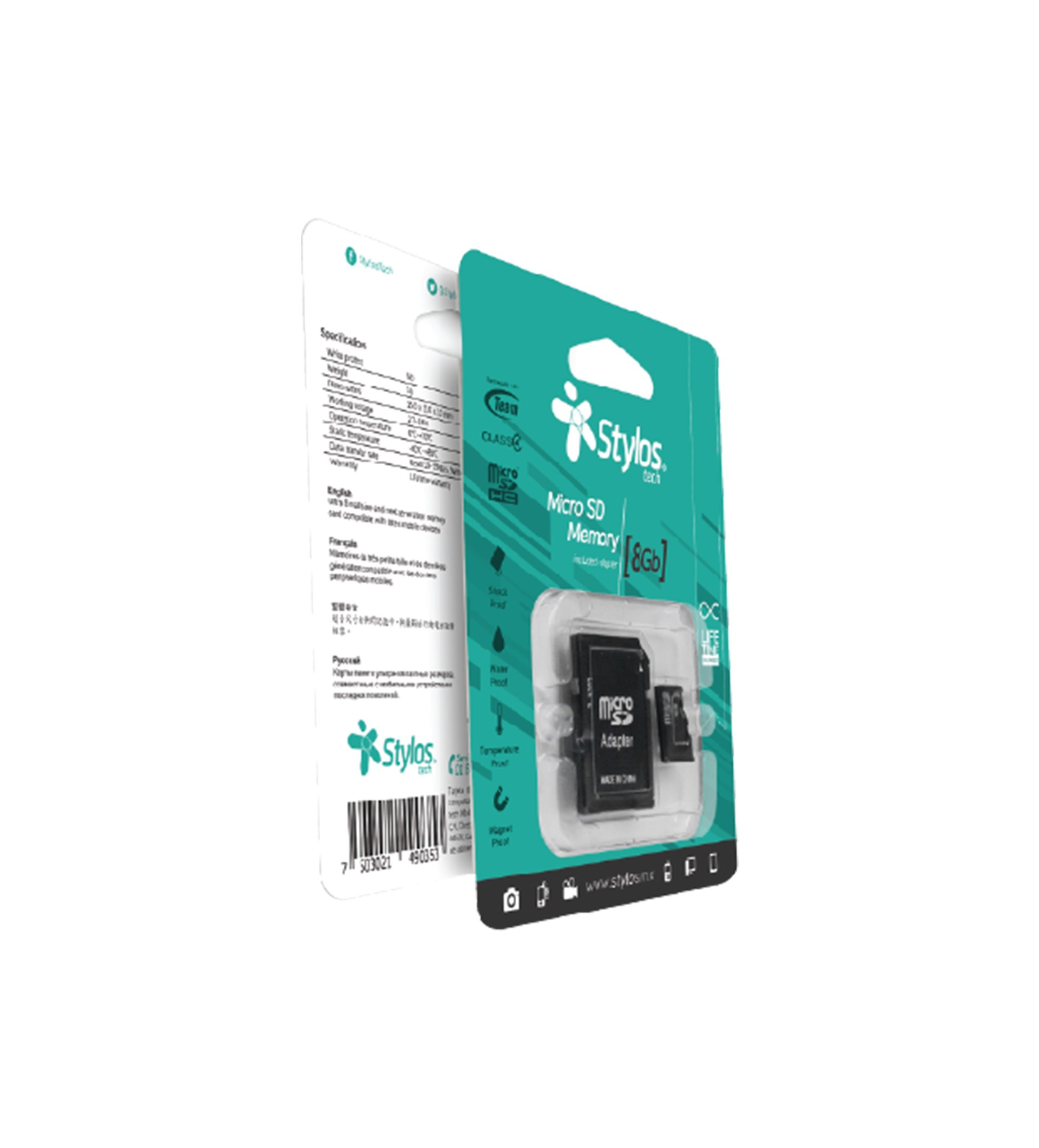 Memoria micro sd 8gb c/a stylos. stmsd81b