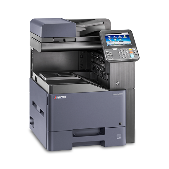 Multifuncional láser kyocera taskalfa 308ci 1102v42us0 - 3 en 1 color a4, carta/oficio, 32/32ppm, 1, 200 x 1, 200dpi, dúplex estándar, fax opcional, radf 75 h