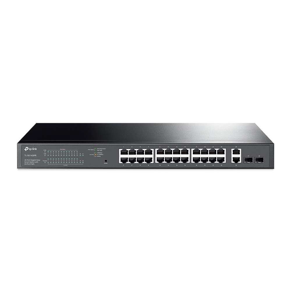 Switch tp-link 	 tl-sg1428pe - negro, 304, 7 w, 26 puertos, cat3, cat4, cat5, cat5e, cat6