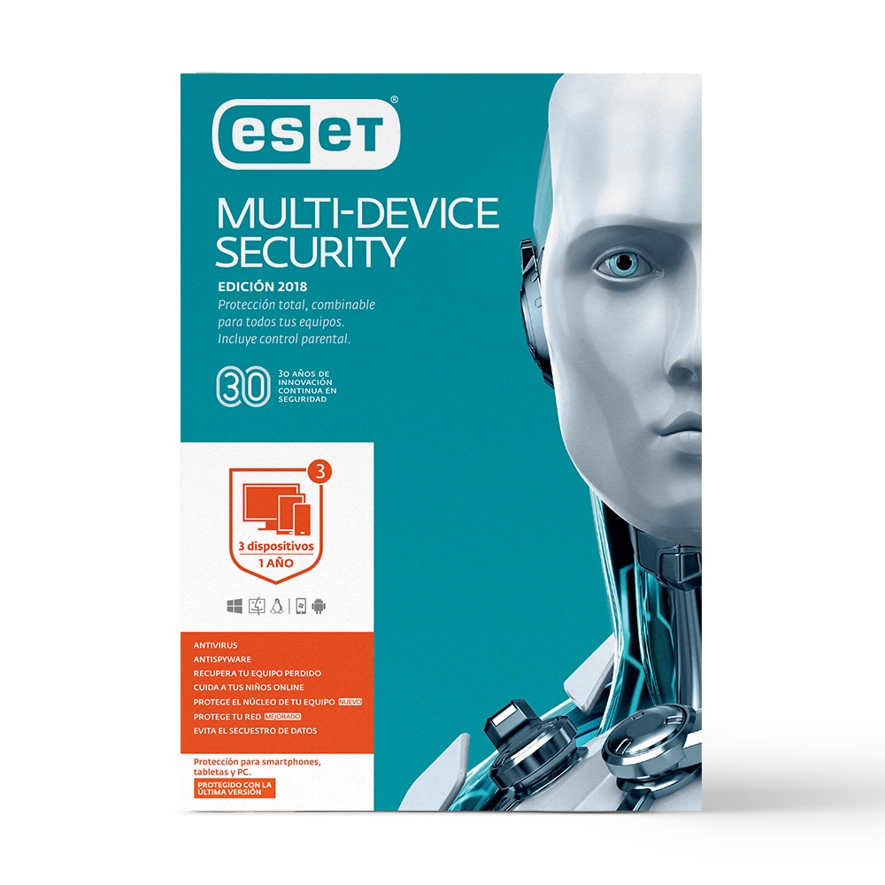 Antivirus eset multidevice security - 3 licencias, 1 año(s), caja