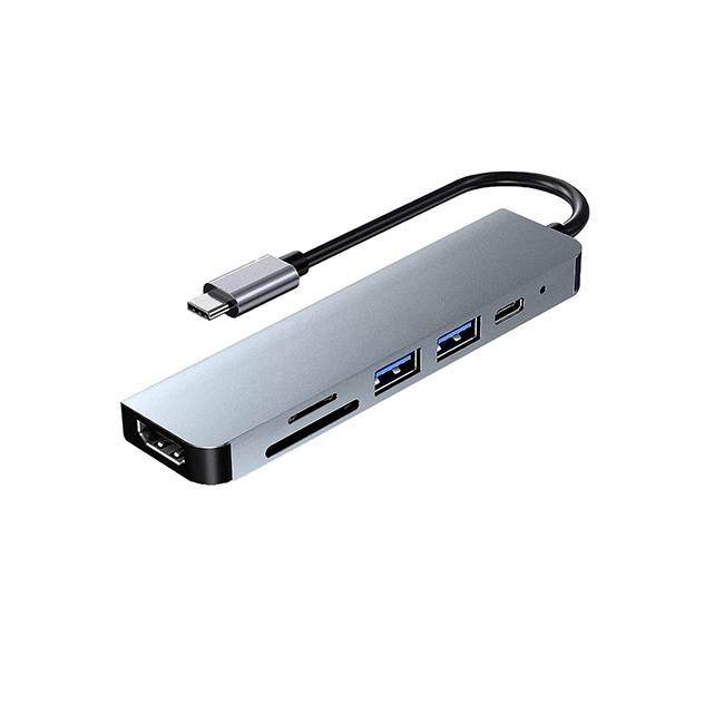 Dockstation  hub dbugg  6 en 1 ub gr ub61 hub 6 en 1 ub61 urban balance - con cables usb 3.0 o 2.0, hdmi y usb tipo c. apertura para tarjeta sd