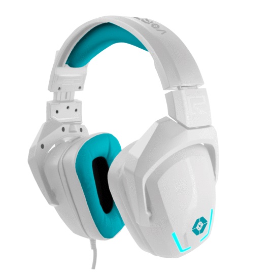 Diadema gamer vortred v-930433 - blanco/cian, usb