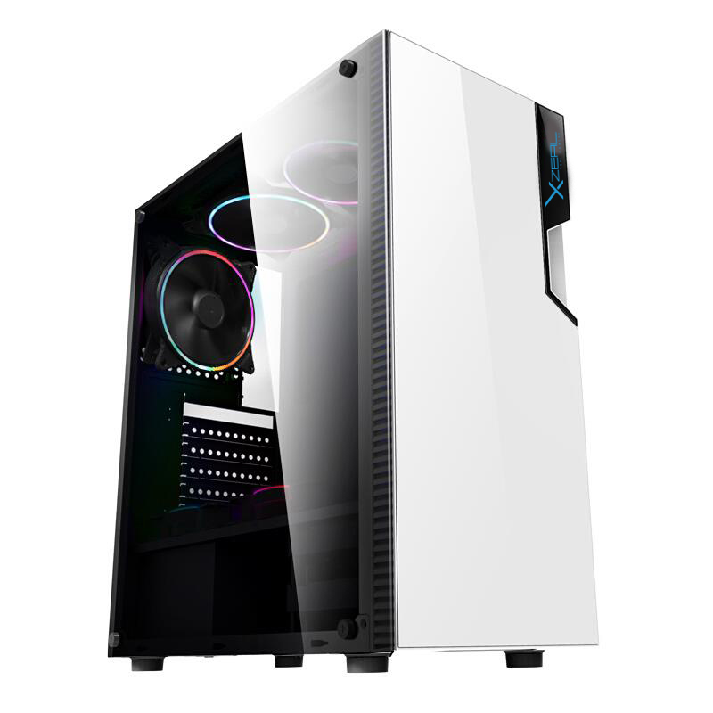 Gabinete gamer xzeal blanco xz130. xzcgb06w