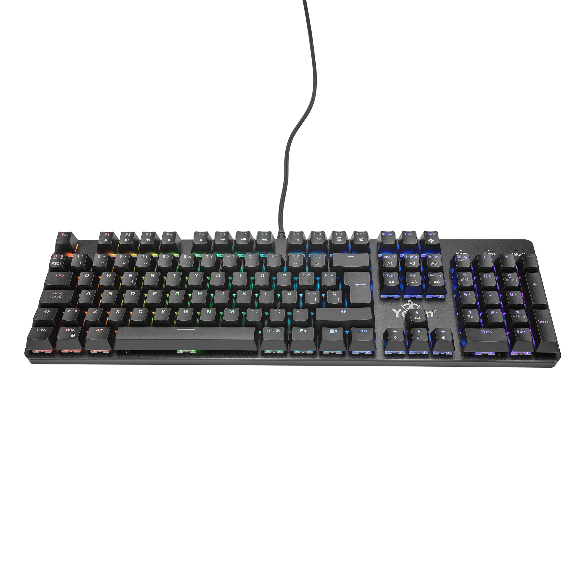 Teclado kusari gaming mecánico yeyian yeyian ykm-ergb-02 - negro, rgb