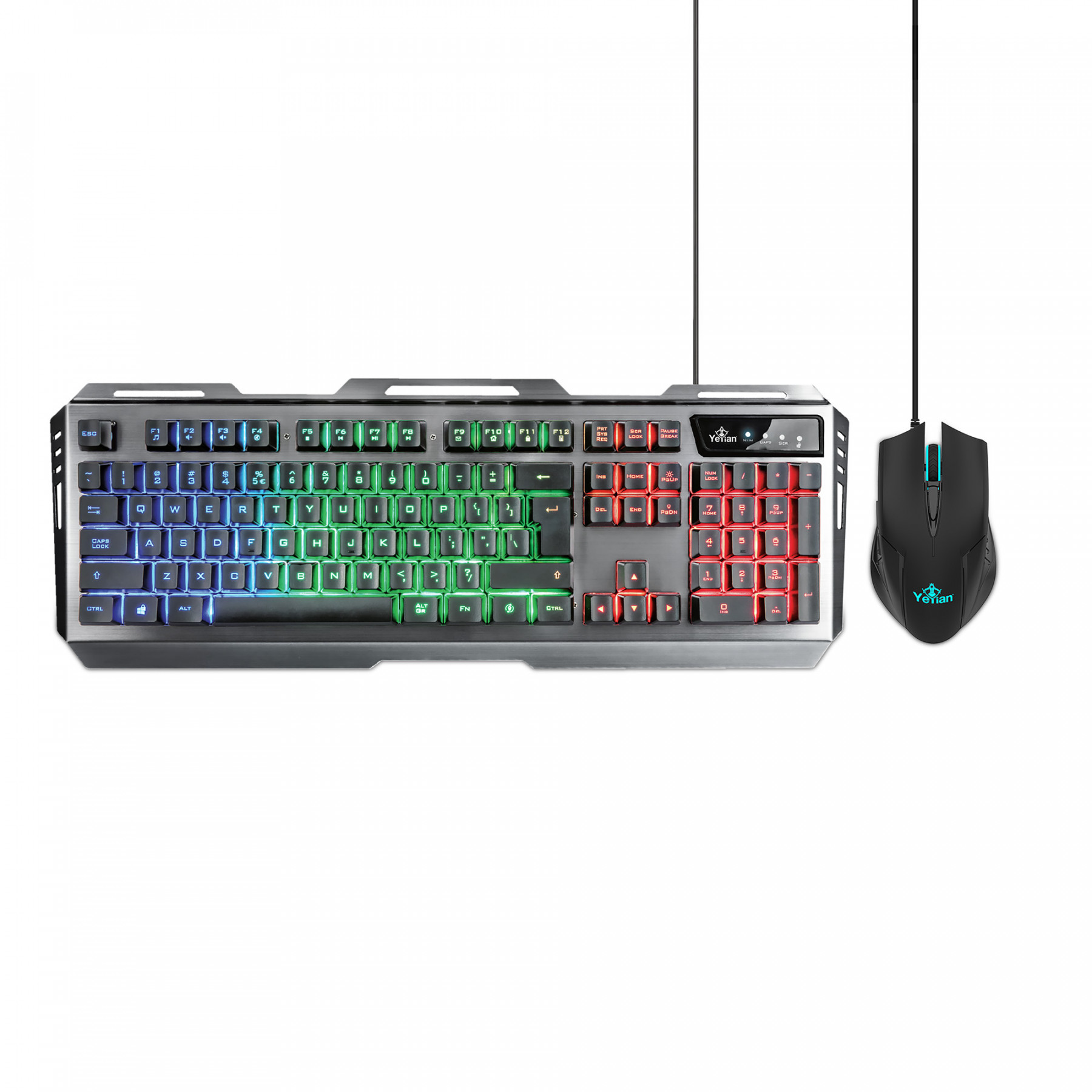 Kit yeyian led ykp-20706 phoenix 3000 - teclado y mouse gaming led, usb