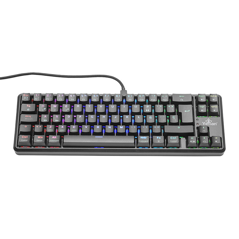 Teclado gamer yeyian ytm-28209r akil s3500 mecanic switch rojorgb/bt