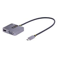 Adaptador de video usb c, adaptador multipuertos usb c a hdmi vga con salida de audio de 3.5mm, hdr 4k a 60hz, pd 3.0 de 100w, compatible con thunderbolt 3/4 - startech.com mod. 122-usbc-hdmi-4k-vga