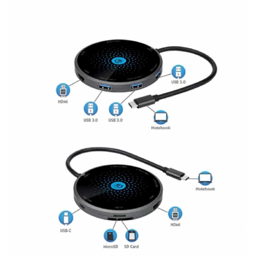 Docking usb, manhattan,166560,-c  8 ptos, hdmi, usb-c pd,3xusb-a,carga inalambrica