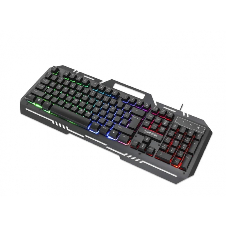 Teclado gaming led , manhattan , 180610 ,con pánel metálico para celular