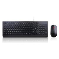 Kit de teclado y mouse  lenovo  essential alambrico usb negro español