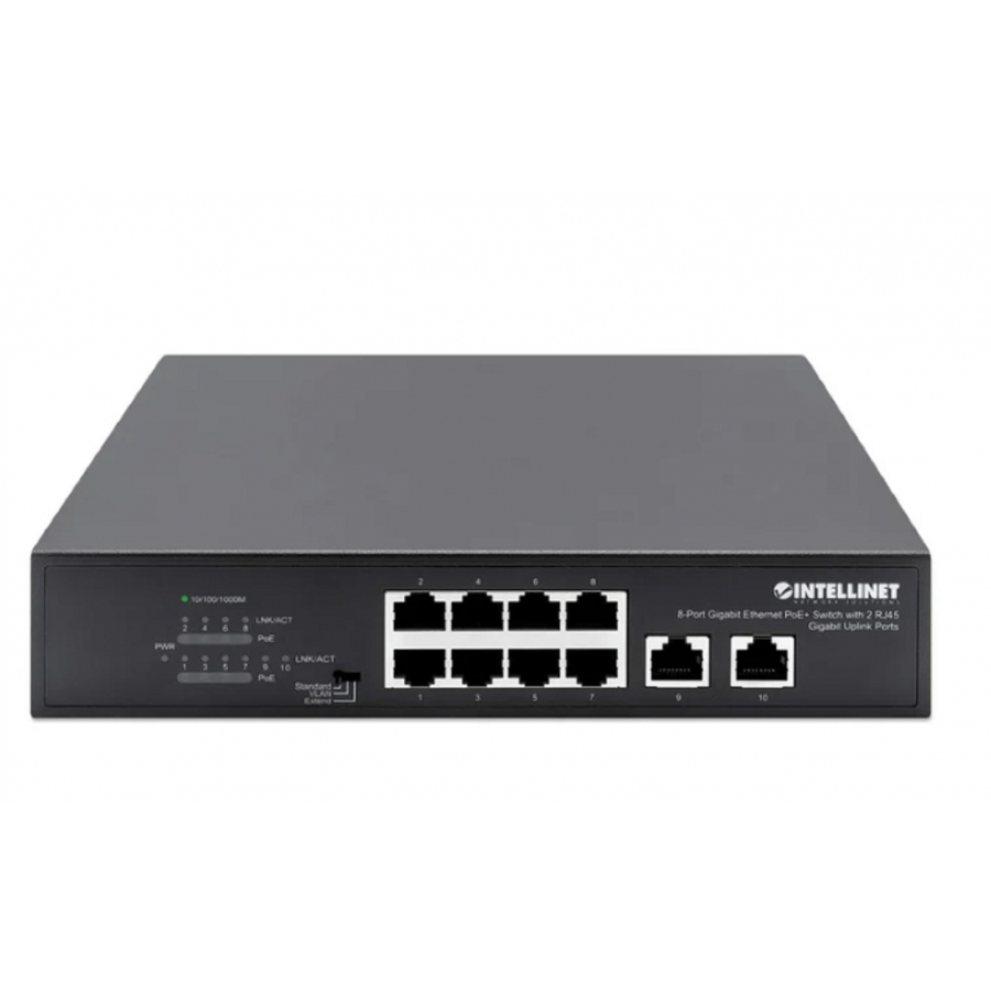 Poe switch ,intellinet,561402, gb  8 ptos 32w/pto, 120w, + 2 rj45