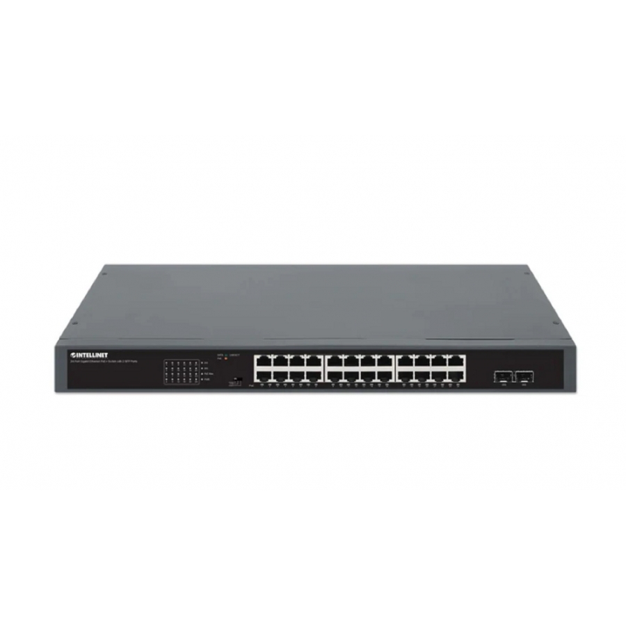 Poe switch ,intellinet,561907,gb 24 ptos 19 30w/pto, 370w + 2 sfp