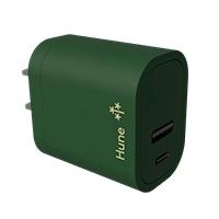 Cargador de pared hune huron sustentable 2 puertos (usb a + tipo c) carga simultanea (bosque)