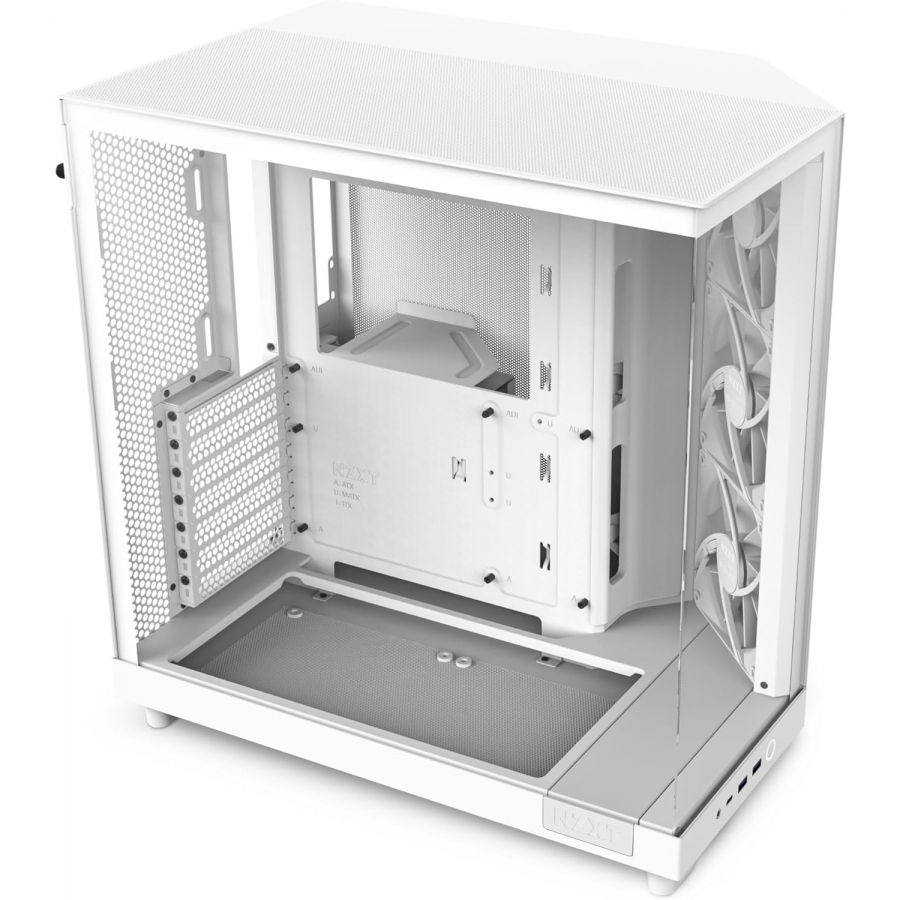 Gabinete nzxt h6 flow/ vidrio templado/blanco/atx, micro-atx, mini-itx/ mid tower/gamer