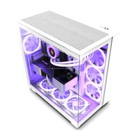 Gabinete nzxt h9 flow /blanco/vidrio templado/atx mid tower /con 4 ventiladores/gamer