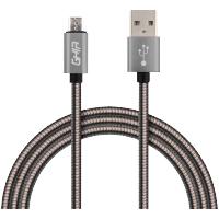 Cable micro usb forro metalico ghia 1.0 mts usb 2.1 cargador y transferencia de datos gris