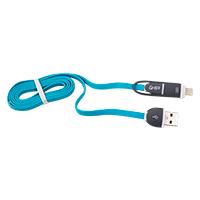 Cable 2 en 1 micro usb/tipo lightning ghia 1.0 mts usb 2.1 carga y transferencia de datos con protector para entrada y salida azul/gris