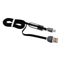 Cable 2 en 1 micro usb/tipo lightning ghia 1.0 mts usb 2.1 carga y transferencia de datos con protector para entrada y salida negro/gris