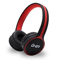 Audifonos diadema bluetooth ghia n1 hifi sound negro/rojo 10m alcance bt 4.2 bateria 300mah