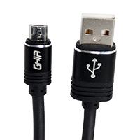 Cable micro usb ghia 2.0 mts, datos y carga, color negro