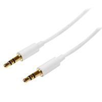 Cable de audio de 2m delgado slimline - estereo mini jack plug 3.5mm trrs - blanco - macho a macho - startech.com mod. mu2mmmswh