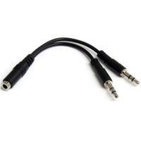 Adaptador divisor de audio para audifonos 2x mini-jack de 3.5mm de 3 pines a mini-jack de 4 pines- auriculares - negro - startech.com mod. muyhsfmm