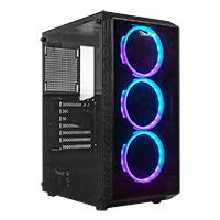 Gabinete gamer. negro/ ocelot/ atx/ panel frontal y lateral cristal templado/ 5 bahias de almacenamiento/ espacio para 8 ventiladores de 120mm /soporta gpu hasta 285mm