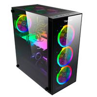 Gabinete gamer ocelot/negro/media torre/soporta 6x ventiladores 120mm/soporta gpu 350mm/cristal templado/sin fuente/atx