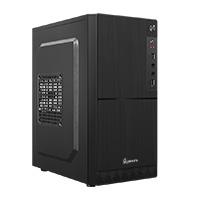 Gabinete quaroni frente abs, negro tipo alumino cepillado con encendido y puertos laterales, micro atx / mini itx, fuente de poder incluida de 500w