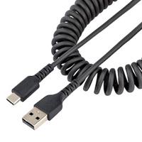 Cable de 50cm de carga usb a a usb c, cable usb tipo c en espiral de carga rapida, cable usb 2.0 a a usbc negro - startech.com mod. r2acc-50c-usb-cable