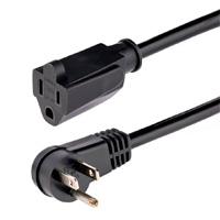 Cable 2m de extension de alimentacion, ngulo recto nema 5-15p a nema 5-15r, 13a 125v, 16awg, acodado, alargador - startech.com mod. rfx-6f-power-cord