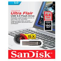 Memoria sandisk 64gb usb 3.0 ultra flair metalica para mac y windows 150mb/s sdcz73-064g-g46