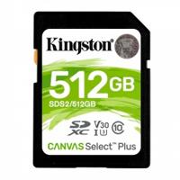 Memoria flash sd kingston sdxc canvas select 512gb 100r cl10 uhs-i v30(sds2/512gb)