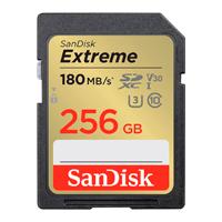 Memoria sandisk sdxc 256gb extreme 180mb/s 4k clase 10 u3 v30 sdsdxvv-256g-gncin