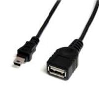 Cable de 30cm convertidor usb 2.0 de usb a a mini usb b - hembra / macho - usb (f) a mini usb tipo b (m) - negro - usbmusbfm1 - startech.com mod. usbmusbfm1