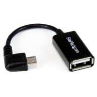 Cable adaptador micro usb a usb otg acodado a la derecha de 12cm - macho a hembra - startech.com mod. uusbotgra