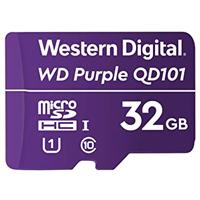 Memoria wd purple sc qd101 micro sdhc 32gb videovigilancia 24/7 clase 10 u1 lect 50mb/s esc 40mb/s wdd032g1p0c