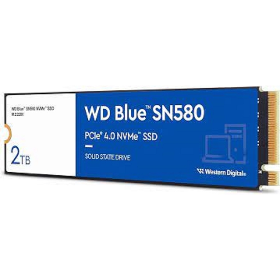 Unidad de estado solido ssd interno wd blue sn580 2tb m.2 2280 nvme pcie gen4 lect.4150mbs escrit.4150mbs tbw900 pc laptop minipc wds200t3b0e