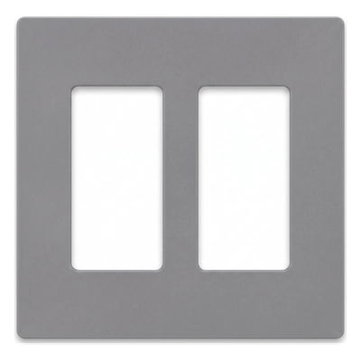 Placa de pared  2 espacios  apertura designer  acabado brillante  color gris  perfil 7.6 mm