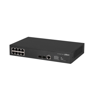 Dahua dh-as4300-8gt2gf- switch gigabit administrable de capa 2 con 8 puertos101001000 base-t y2 ranuras sfp d 1gbps. ofrece una capacidad de switching de 20gbps y viene con una robusta carcasa metálica, ideal para redes de alto rendimiento