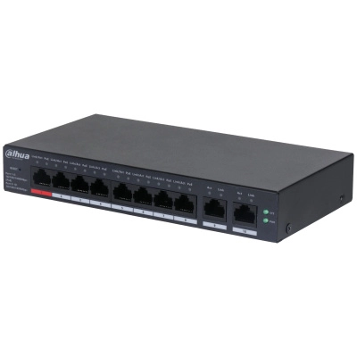 Dahua dh-cs4010-8gt-110-v2- switch de 10 puertos gigabit  8 puertos poe  2 puertos uplink 101001000 110 watts totales  switching 20 gbps  tasa de reenvio de paquetes 14.88 mbps  poe watchdog  plataforma dolynk care