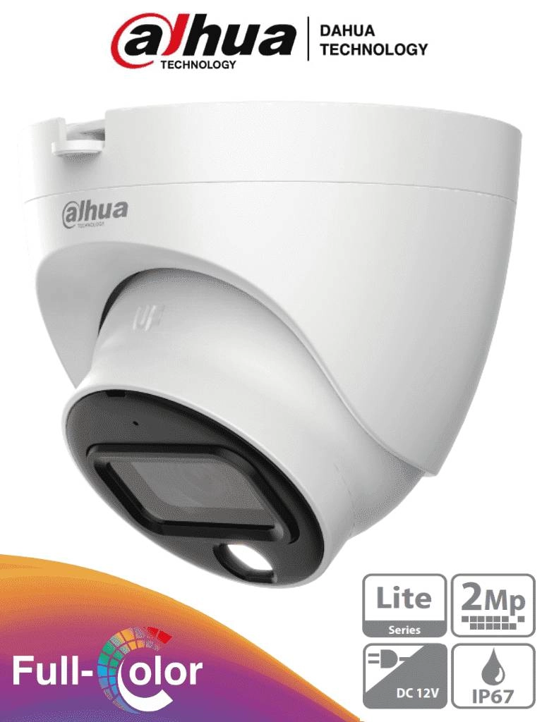 Cámara domo full color dahua dh-hac-hdw1209tlqn-a-led-0280b-s3 2 mp con lente de 2.8mm y ángulo de 103°