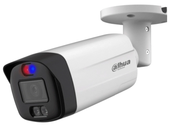 Camara/dahua/dh-hac-me1509thn-a-pv-0280b-s2/camara bullet tioc de 5 megapixeles/ iluminador dual inteligente+disuasión activa con luz roja y azul/ lente de 2.8mm/ 111 grados/ 40 metros de iluminación