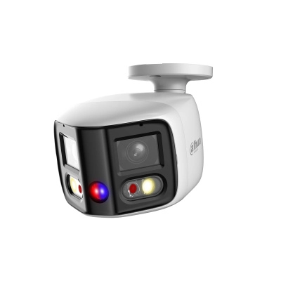 Dahua ipc-pfw3849s-a180-as-pv cámara ip bullet wizsense 2x4mp con visión de 180°, multivision, led ir 25m y luz cálida 20m. disuasión activa con micrófono dual y altavoz integrado, eptz, smd 4.0, poe, ip67, y ranura microsd. ideal para seguridad avanzada.