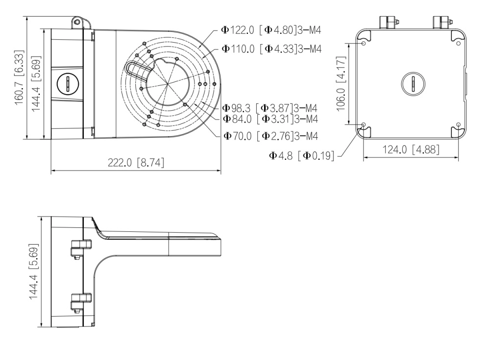 Dahua pfb206w - brazo de pared para cámaras domo dahua  construído en aleacion de aluminio  diseño elegante  color blanco  capacidad de carga 15kg