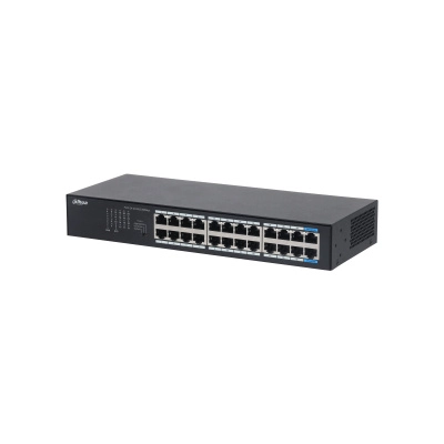 Dahua dh-s3024-24gt - switch gigabit de 24 puertos no administrable, capa 2, carcasa metálica, switching de 48g, tasa de reenvío de 35.7 mbps, memoria buffer de 8.4mb, y protección avanzada contra descargas.