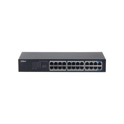Dahua dh-s3024-24gt - switch gigabit de 24 puertos no administrable, capa 2, carcasa metálica, switching de 48g, tasa de reenvío de 35.7 mbps, memoria buffer de 8.4mb, y protección avanzada contra descargas.