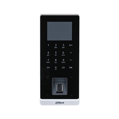 Dahua asi2212h-w - control de acceso exterior ip65 3,000 huellas 30,000 tarjetas mifare y passwords 150,000 eventos diseño delgado y elegante desbloqueo remoto tcpip autoregistro p2p funcion de timbre